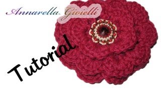 Tutorial uncinetto  Fiore 3D facile facile  Rosa uncinetto [upl. by Mialliw]