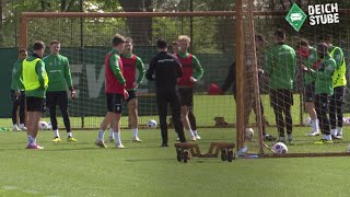 Senne Lynen mit Fallrückzieher 🔥 So trainiert Werder Bremen vor Bayer Leverkusens MeisterMatchball [upl. by Arutak]