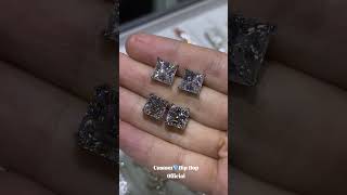 Solid silver Princess cut vs asscher cut moissanite studs icedout moissanite moissanitejewelry [upl. by Erot]