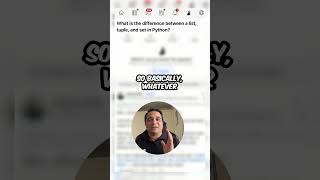 Difference between sets vs lists vs tuples in python python django protips memes code tips [upl. by Enawd836]