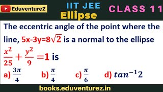 The eccentric angle of the point where the line 5x3y8√2 is a normal to the ellipse x225y291 [upl. by Korey]