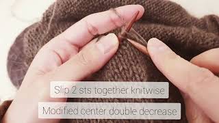 Knitting tutorial Modified center double decrease [upl. by Levitt84]