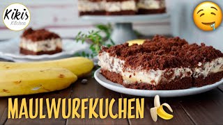 Maulwurfkuchen vom Blech  Schnell selbst gebacken mit Rührteig und Bananen [upl. by Einnim]