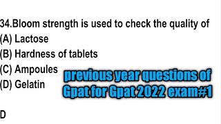 previous year questions of Gpat for Gpat 2022 examimportant for all pharma competitive exams [upl. by Tawnya]