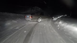 Mercedes Benz W124 300E Uphill Snow Drift [upl. by Notsag]