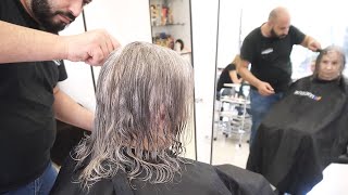 OLDER WOMAN WANTS BEAUTIFUL SHORT BOB HAIRCUT  GREY BOB CUT NO BANGS NO LAYERS [upl. by Karub]