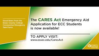 Essex County College CARES Act Application for Students Promo [upl. by Atinele]