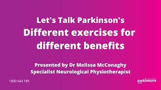 Lets Talk Parkinsons  Exploring different exercises for different benefits [upl. by Lenoil]