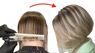 Bob Haircut Tutorial  How To Cut Angled Bob  Medium Bob Haircut Eva Lorman [upl. by Earised414]