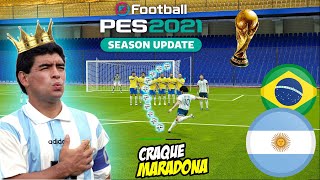 ARGENTINA vs BRASIL DESPEDIDA MARADONA PES 2021 HOMENAGEM DESAFIOS DE FUTEBOL ‹ Rikinho › [upl. by Tristam]