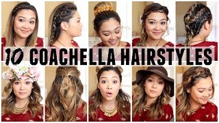 10 COACHELLA HAIRSTYLES  JaaackJack [upl. by Sommers]