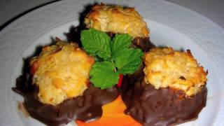 Chocolate Dipped Coconut Macaroons Recipe  Delicious Cookie Dessert [upl. by Pinsky939]