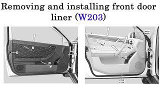 Removing and installing front door liner on CClass W203 [upl. by Rayford]