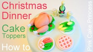 Christmas Dinner Cake  How to Make Miniature Turkey Dinner Cupcake Toppers by Pink Cake Princess [upl. by Llehsad]