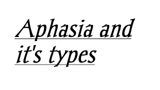 What is Aphasia and its types [upl. by Nylinej521]