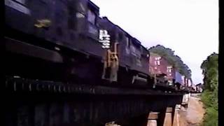 NS train 221 crossing Frey Creek near Spartanburg SC 1990 [upl. by Seaman331]