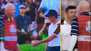 New angle shows why Rory McIlroy got so angry with USA caddie Joe LaCava at Ryder Cup [upl. by Noevart]