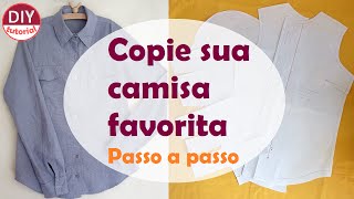 Como tirar o molde de camisa pronta  copiando sua peça favorita 1 DIY tutorial [upl. by Batista]