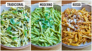 Tres recetas de pesto genovés moderno y siciliano [upl. by Anaitsirhc]