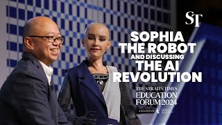 Sophia the Robot and discussing the AI revolution  ST Education Forum 2024 highlights [upl. by Alemahs]