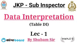 LEC 1  Table DI  Data Interpretation  By Shubam Sir for JKPSI [upl. by Ahsema]