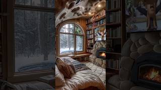 Cozy cabin ambience snowfall snowyambience travel relaxing relax short [upl. by Neely]