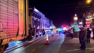 Street Running Train Squeezes Thru Crowds Light Up LaGrange 6 Locomotives Norfolk Southern Train [upl. by Medovich]