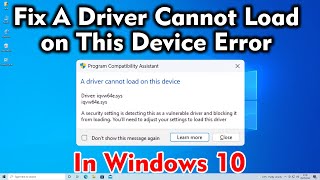 How To Fix A Driver Cannot Load on This Device Error in Windows 11 [upl. by Cicenia]