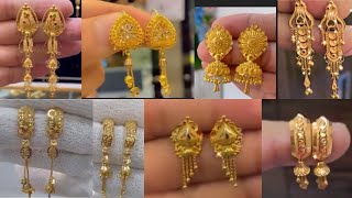 Light weight gold earrings amp stud earrings designs 2024 with weight amp price daily use gold earring [upl. by Errehs915]