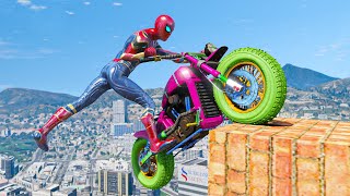 GTA 5 IRON SPIDERMAN Bike amp Car Ragdolls Compilation 1 [upl. by Adlih287]