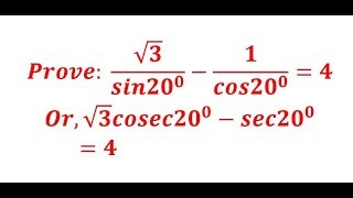 Prove √3 cosec20 sec204 [upl. by Welsh980]