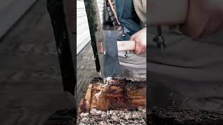 Wood chopping with an axe Highperformance practical tools [upl. by Eerok]