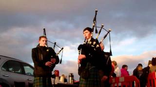 Scottish Pipers New Years Day Dook Broughty Ferry Harbour Dundee Scotland 2012 [upl. by Llerrej]