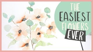 The EASIEST Flowers EVER  Beginner Watercolour Tutorial [upl. by Garaway]