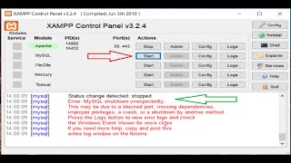 SOLVED Error  MySQL shutdown unexpectedly in Xampp [upl. by Broder166]