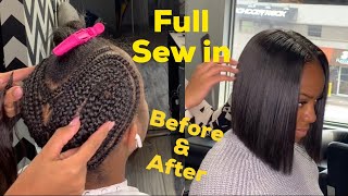 HOW TO Full sewin with little leave out bob cut [upl. by Hoon]