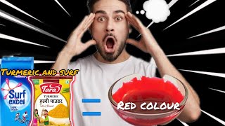 turmeric powder and surf Excel form red colourscience experimentMr kashmiri hacker [upl. by Hpsoj]