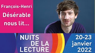 CNL Lecture croisée de FrançoisHenri Désérable parrain des Nuits de la Lecture [upl. by Kippar]