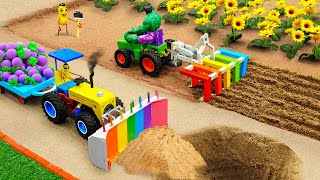 Diy tractor making mini Rainbow Plowing Machine  Construction Vehicles making mini Road  HP Mini [upl. by Slaohcin]