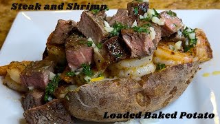 Steak amp Shrimp Loaded Baked Potato [upl. by Bobette]