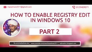 HOW TO ENABLE REGISTRY EDIT ON WINDOWS 10  PART 2 [upl. by Lletnwahs]