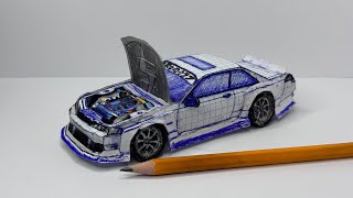 How to make a paper Nissan Silvia S14 [upl. by Aztilem]