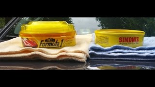 Formula 1 Carnauba Paste Wax Vs Simoniz Original Paste Waxwater test [upl. by Aikas953]