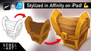 Affinity Designer 2 on iPad  stylized chest Timelapse [upl. by Dlarrej]