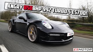 THIS SAVAGE 850BHP ES700 992 TURBO WITH TITANIUM EXHAUST IS LETHAL porsche esmotoruk porsche911 [upl. by Leemaj]