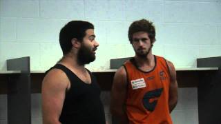 Harry Angus speaks to the GWS GIANTS about the club song [upl. by Mulford]