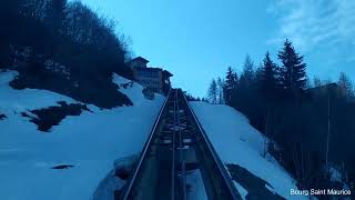 Funicular ascent amp descent at Bourg Saint Maurice Les Arcs [upl. by Assilla]