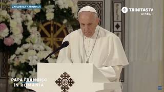 Pope Francis  the Latin Lords Prayer in a Romanian Orthodox Byzantine Cathedral [upl. by Yasmar]