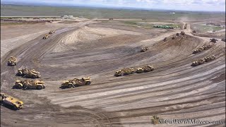 Digging new landfill cell with fleet of Caterpillar scrapers Part 2 [upl. by Airun]