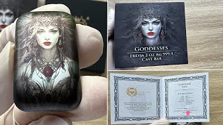 Germania Mint GODDESSES Series FREYJA 2 OZ AG 9999 CAST BAR [upl. by Einavoj701]